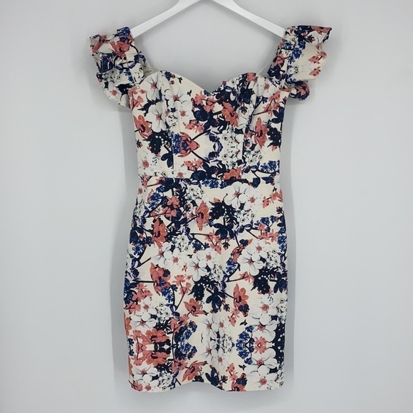 Parker Floral Off-The-Shoulder Pencil Mini Dress - Picture 1 of 7